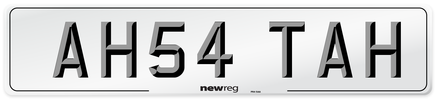 AH54 TAH Number Plate from New Reg